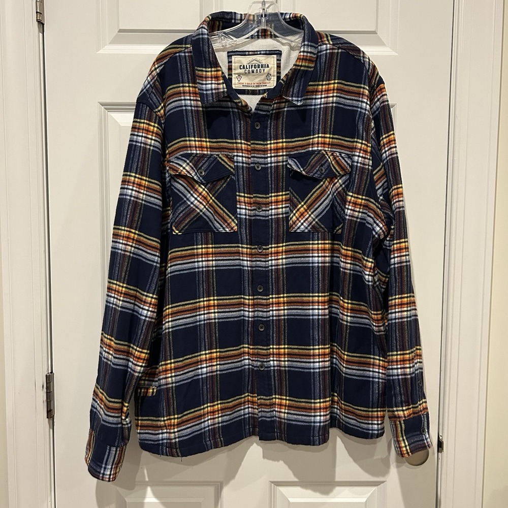 California Cowboy Men's 3XL Thermal Lined Plaid Flannel Button Shirt